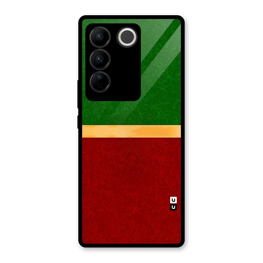 Christmas Colors Stripe Glass Back Case for Vivo V27