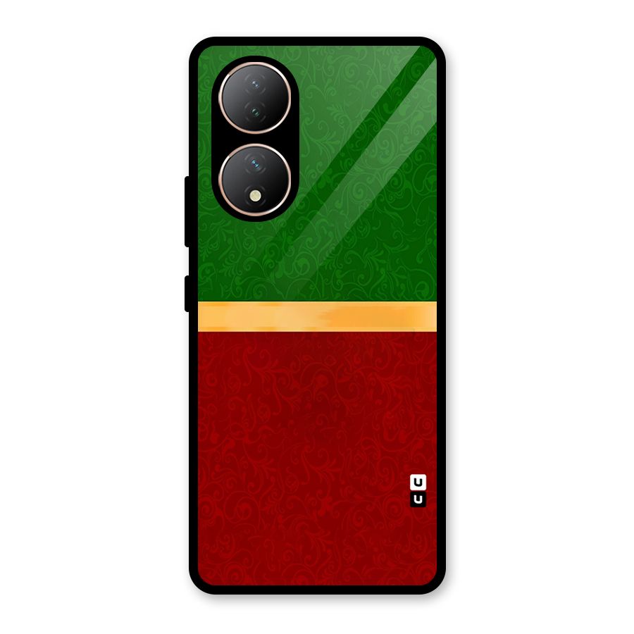 Christmas Colors Stripe Glass Back Case for Vivo Y100A