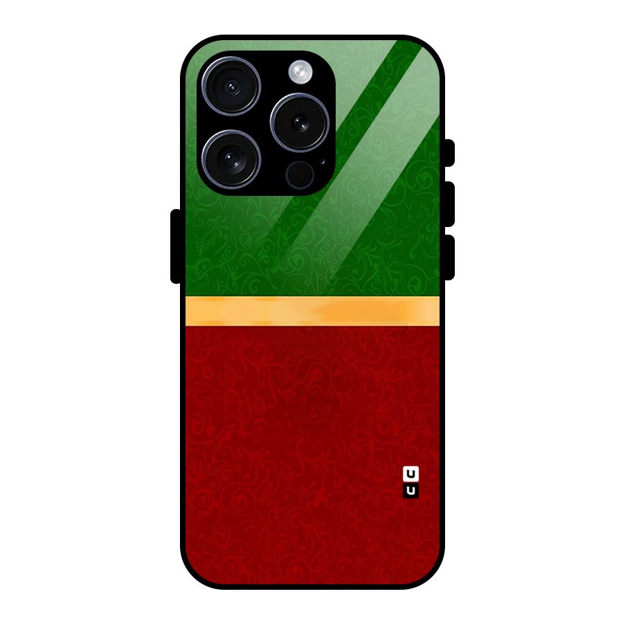 Christmas Colors Stripe Glass Back Case for iPhone 15 Pro