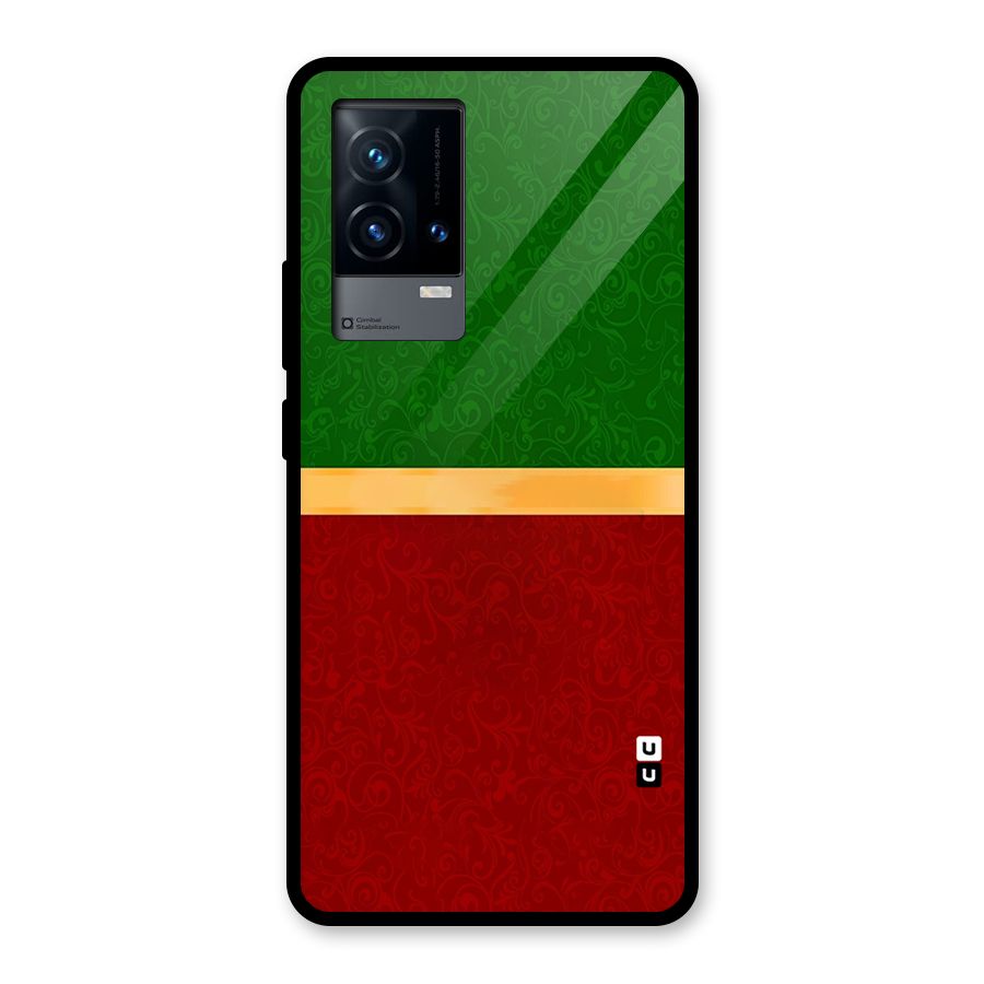 Christmas Colors Stripe Glass Back Case for iQOO 9 5G