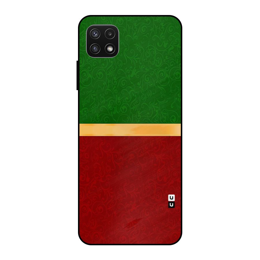 Christmas Colors Stripe Metal Back Case for Galaxy A22 5G