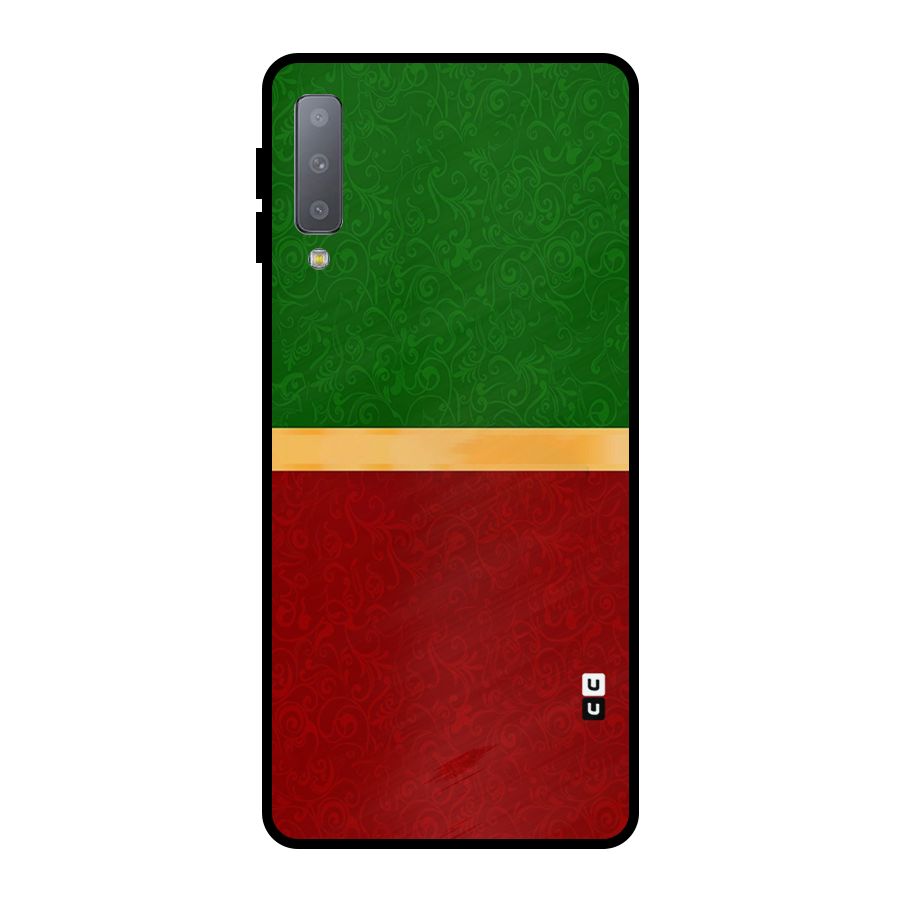 Christmas Colors Stripe Metal Back Case for Galaxy A7 (2018)