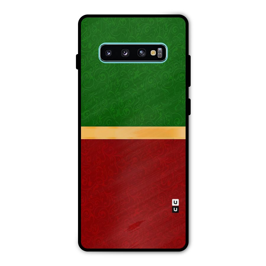 Christmas Colors Stripe Metal Back Case for Galaxy S10 Plus