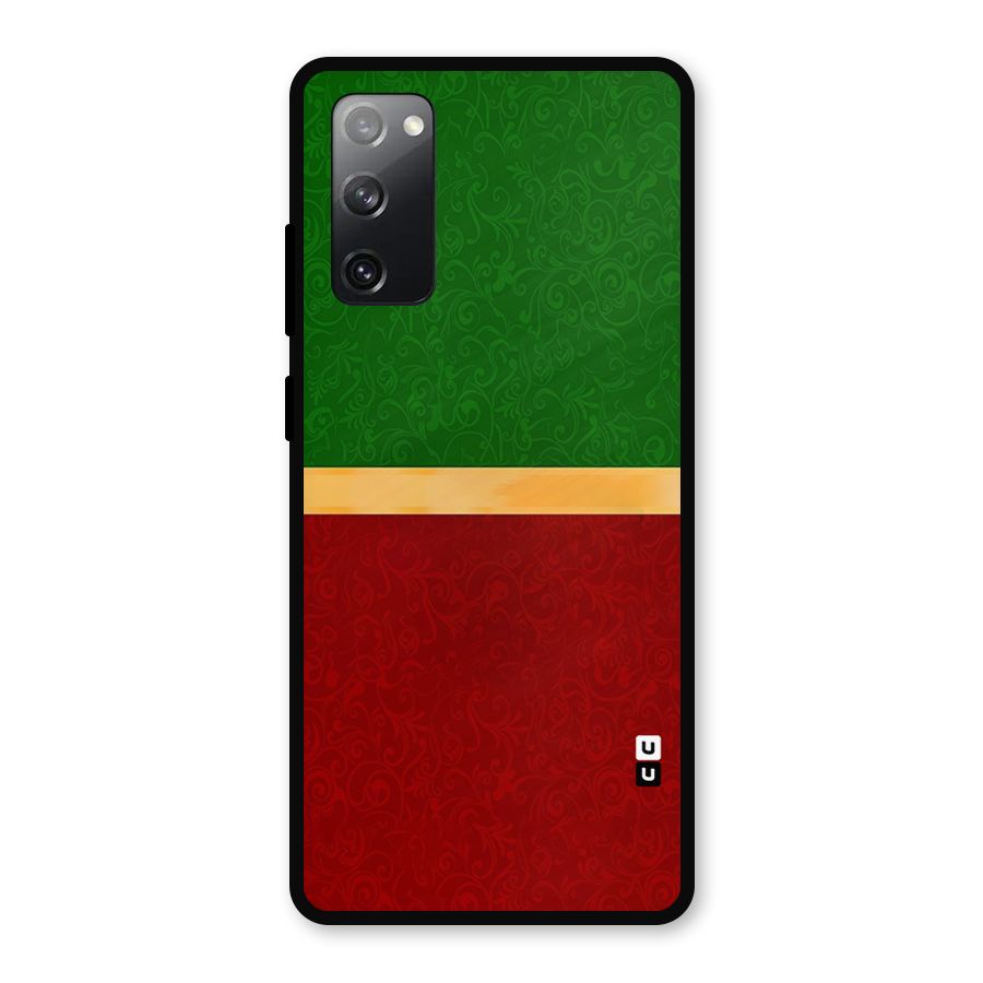 Christmas Colors Stripe Metal Back Case for Galaxy S20 FE 5G