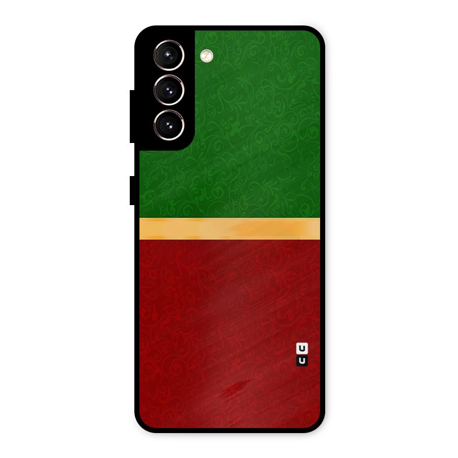 Christmas Colors Stripe Metal Back Case for Galaxy S21 5G