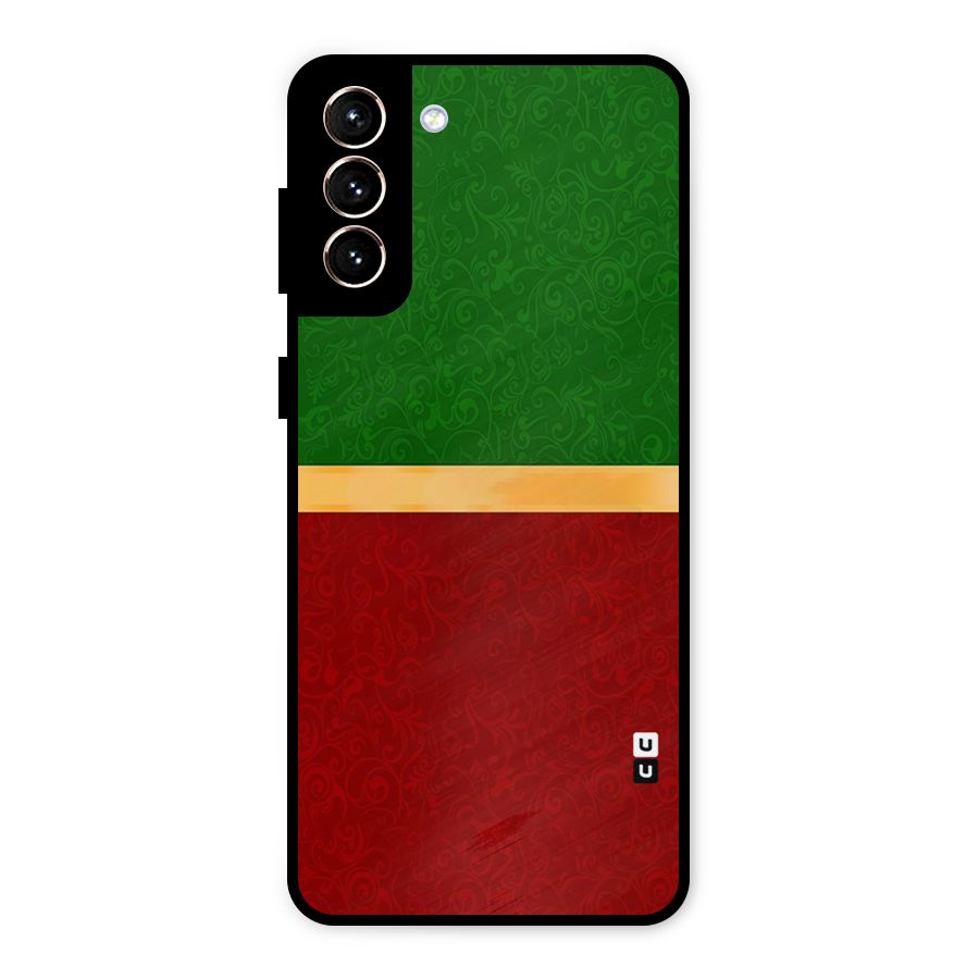 Christmas Colors Stripe Metal Back Case for Galaxy S21 Plus