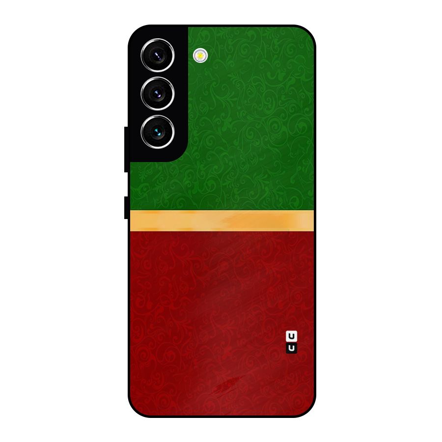 Christmas Colors Stripe Metal Back Case for Galaxy S22 5G