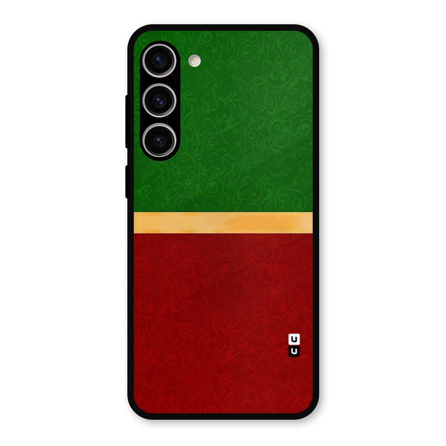 Christmas Colors Stripe Metal Back Case for Galaxy S23 Plus