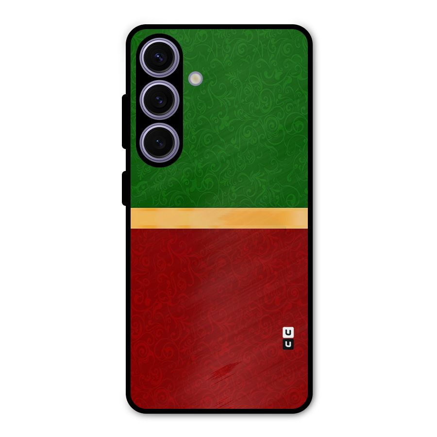 Christmas Colors Stripe Metal Back Case for Galaxy S24