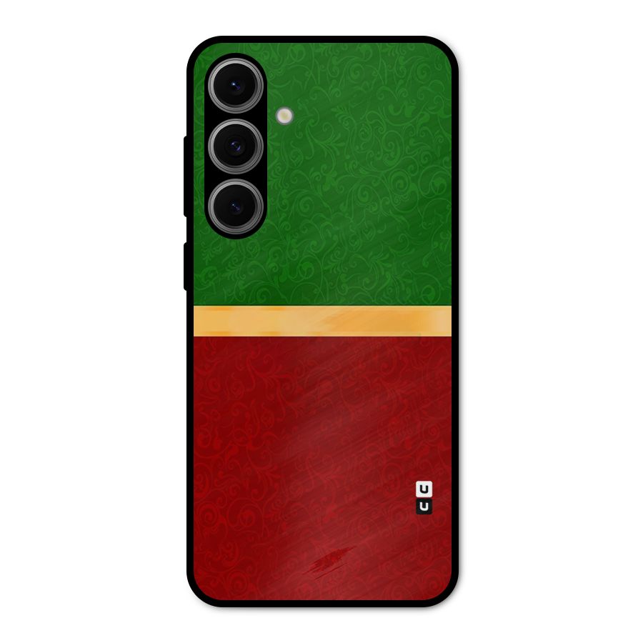 Christmas Colors Stripe Metal Back Case for Galaxy S24 FE