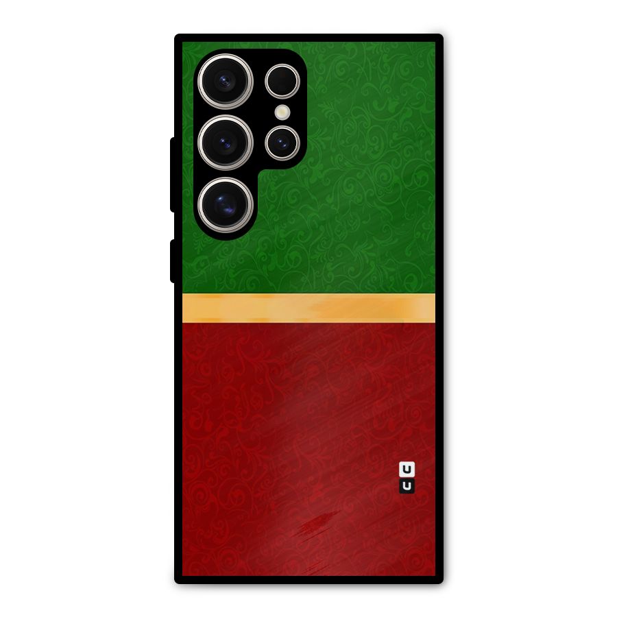 Christmas Colors Stripe Metal Back Case for Galaxy S24 Ultra