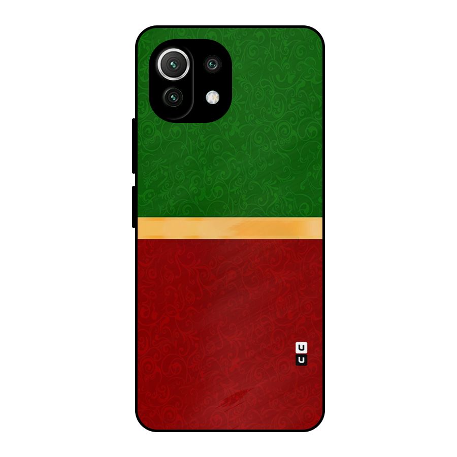 Christmas Colors Stripe Metal Back Case for Mi 11 Lite NE 5G