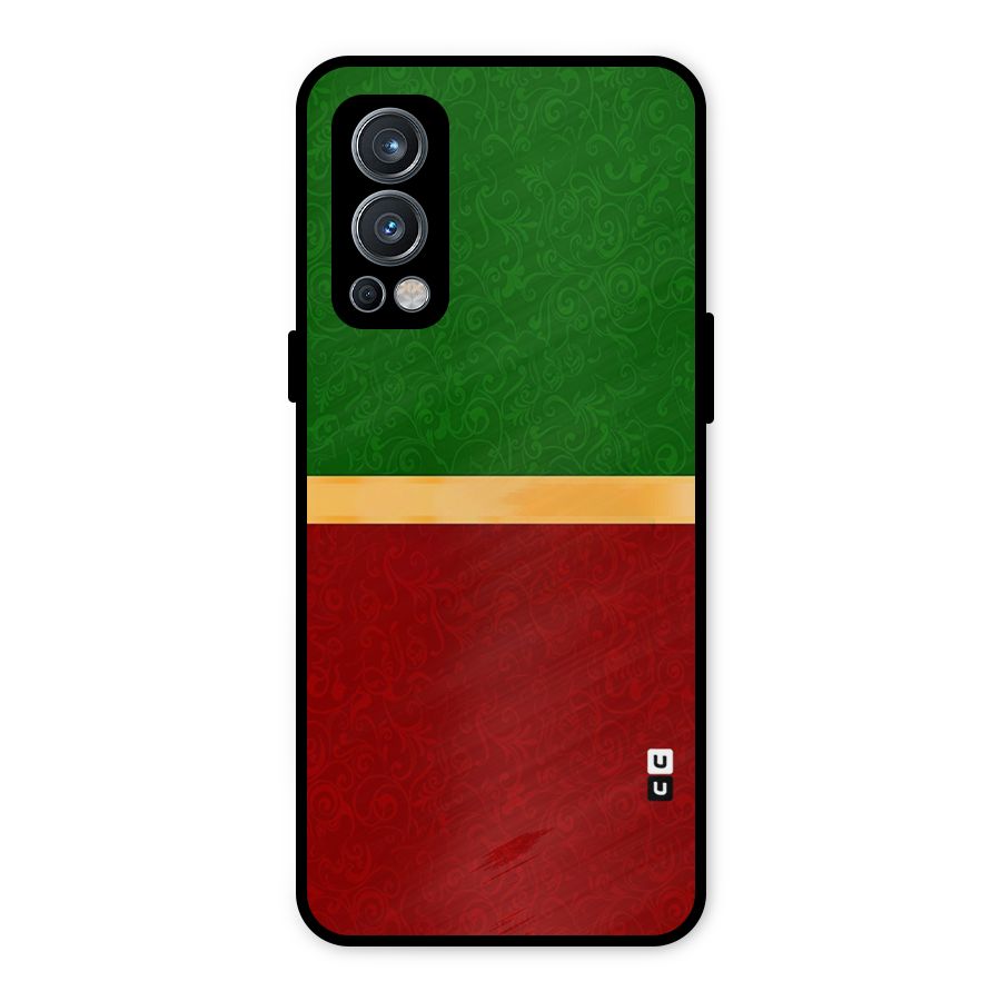 Christmas Colors Stripe Metal Back Case for OnePlus Nord 2 5G