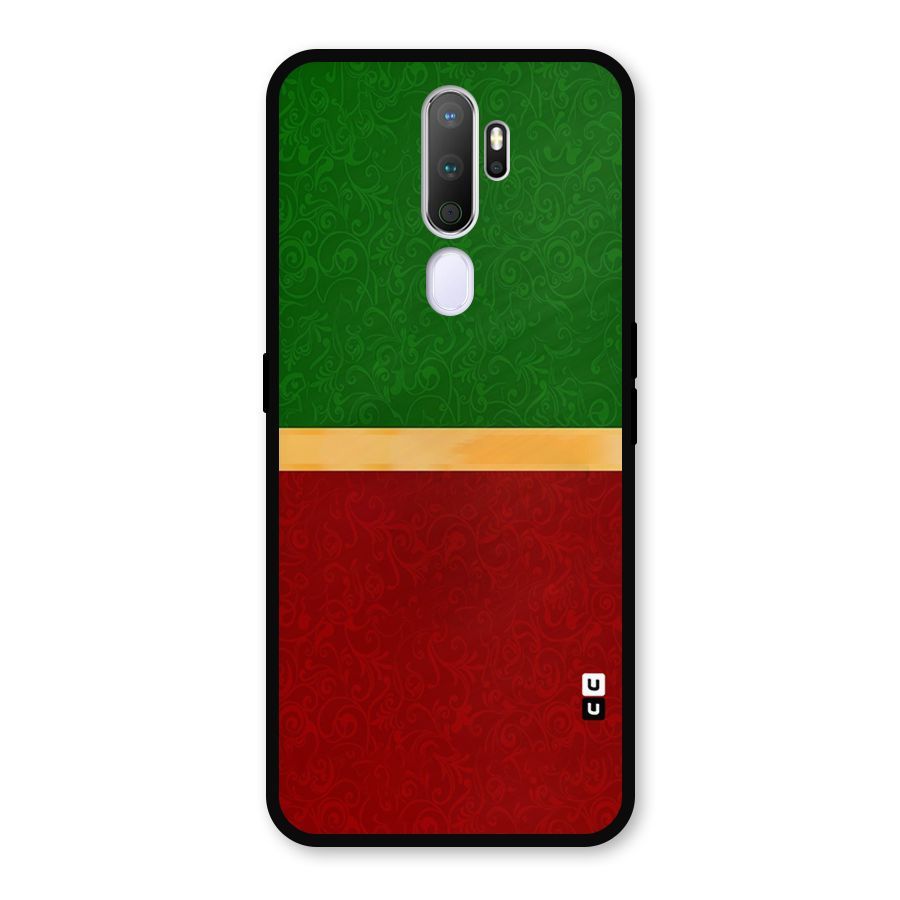 Christmas Colors Stripe Metal Back Case for Oppo A9 (2020)