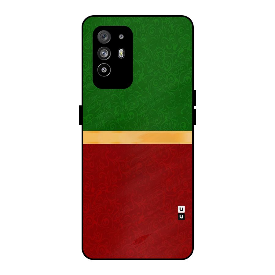 Christmas Colors Stripe Metal Back Case for Oppo F19 Pro Plus 5G