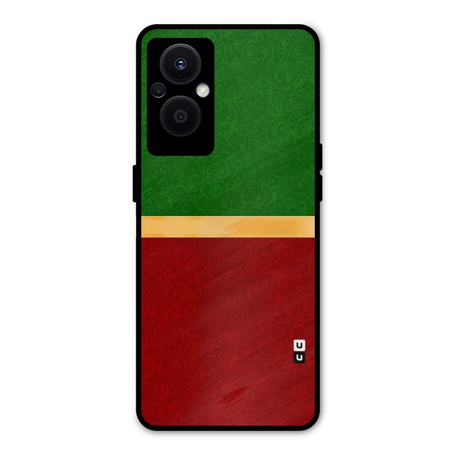 Christmas Colors Stripe Metal Back Case for Oppo F21 Pro 5G