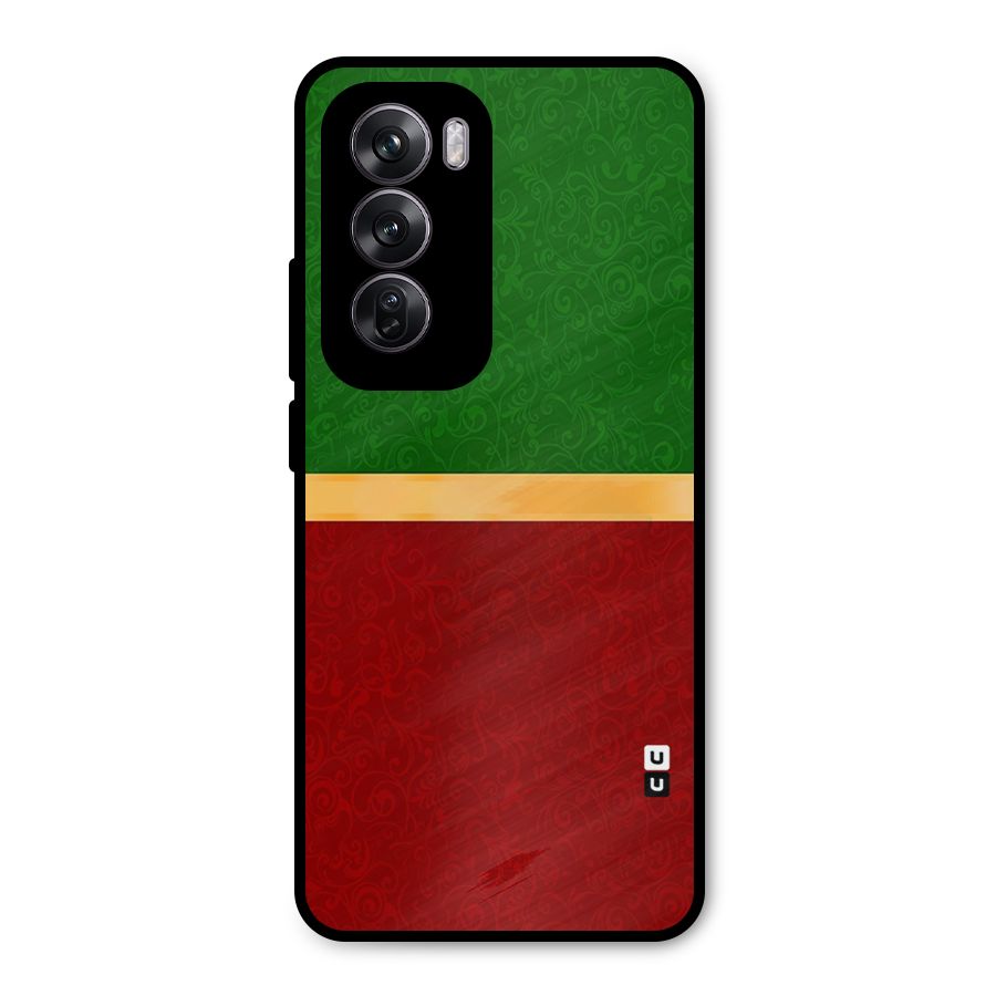 Christmas Colors Stripe Metal Back Case for Oppo Reno12 Pro