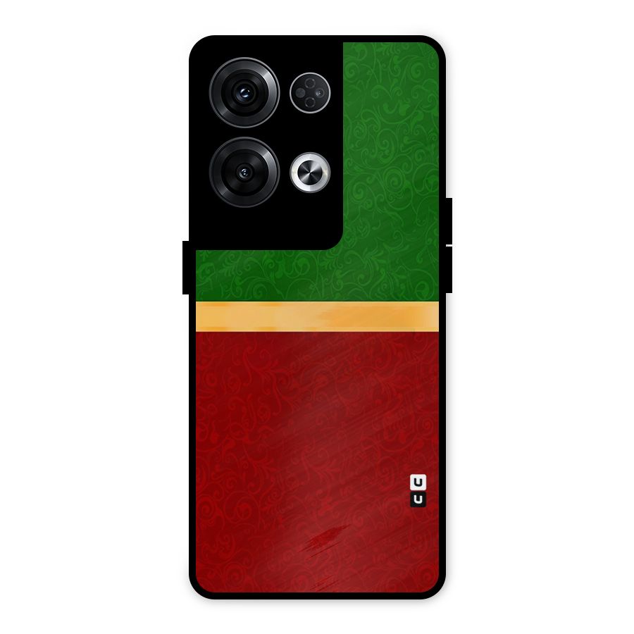 Christmas Colors Stripe Metal Back Case for Oppo Reno8 Pro 5G