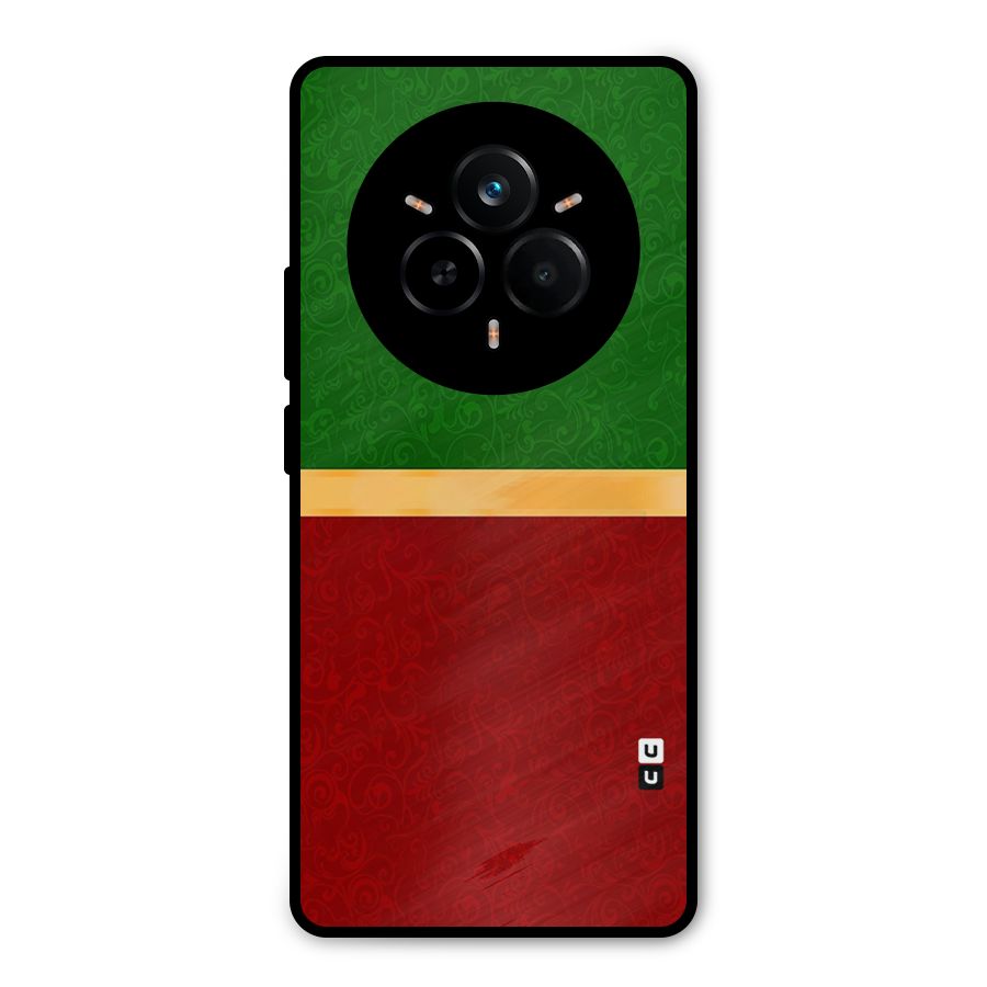 Christmas Colors Stripe Metal Back Case for Realme 14 Pro