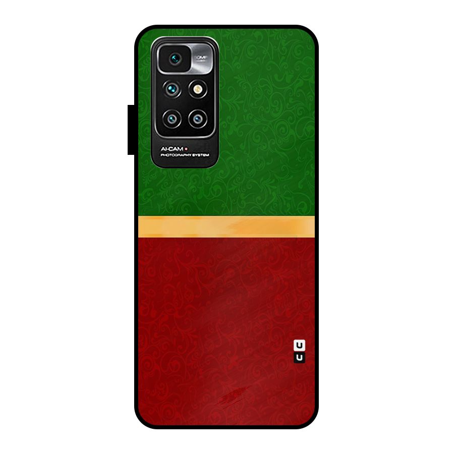 Christmas Colors Stripe Metal Back Case for Redmi 10 Prime