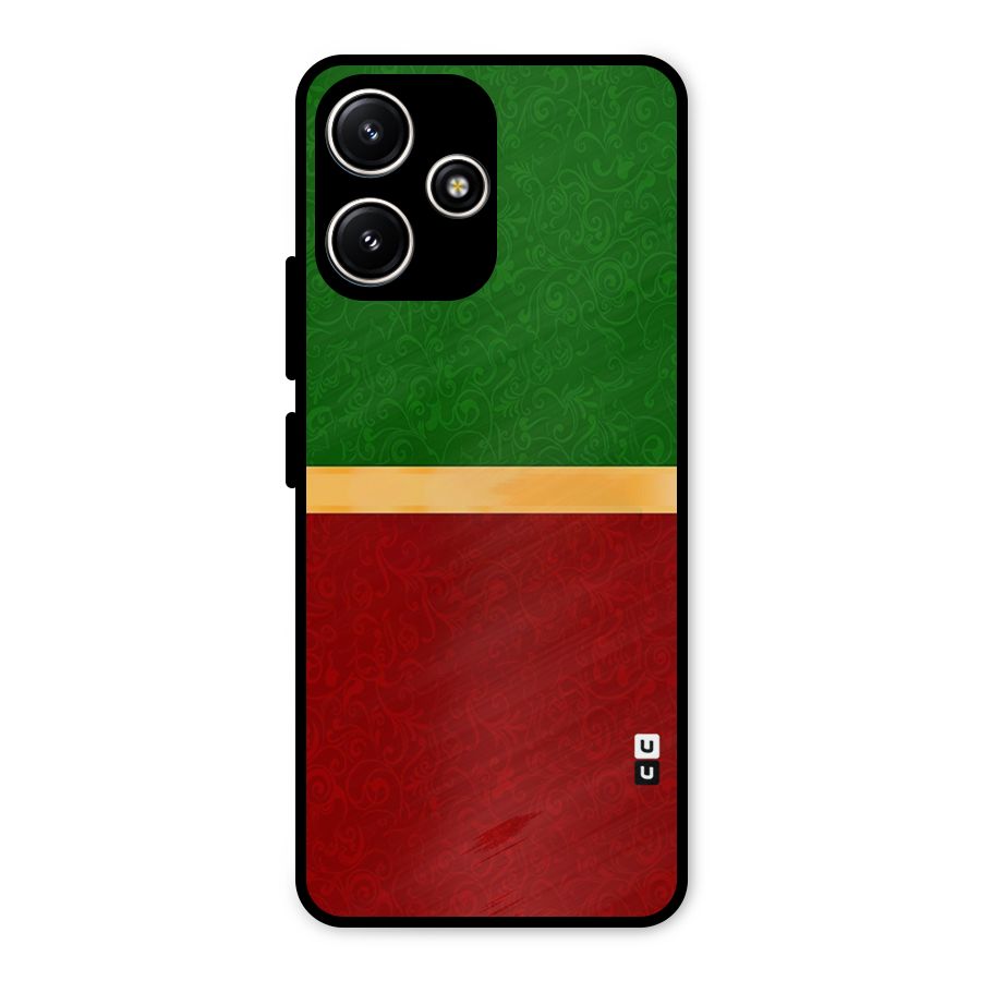 Christmas Colors Stripe Metal Back Case for Redmi 12 5G