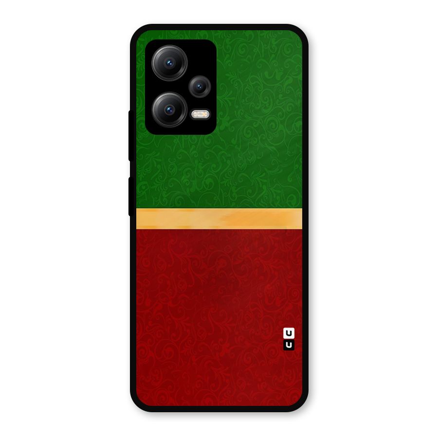 Christmas Colors Stripe Metal Back Case for Redmi Note 12 5G