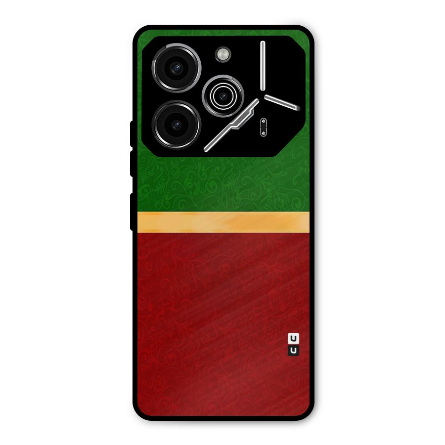 Christmas Colors Stripe Metal Back Case for Tecno Pova 6 Pro
