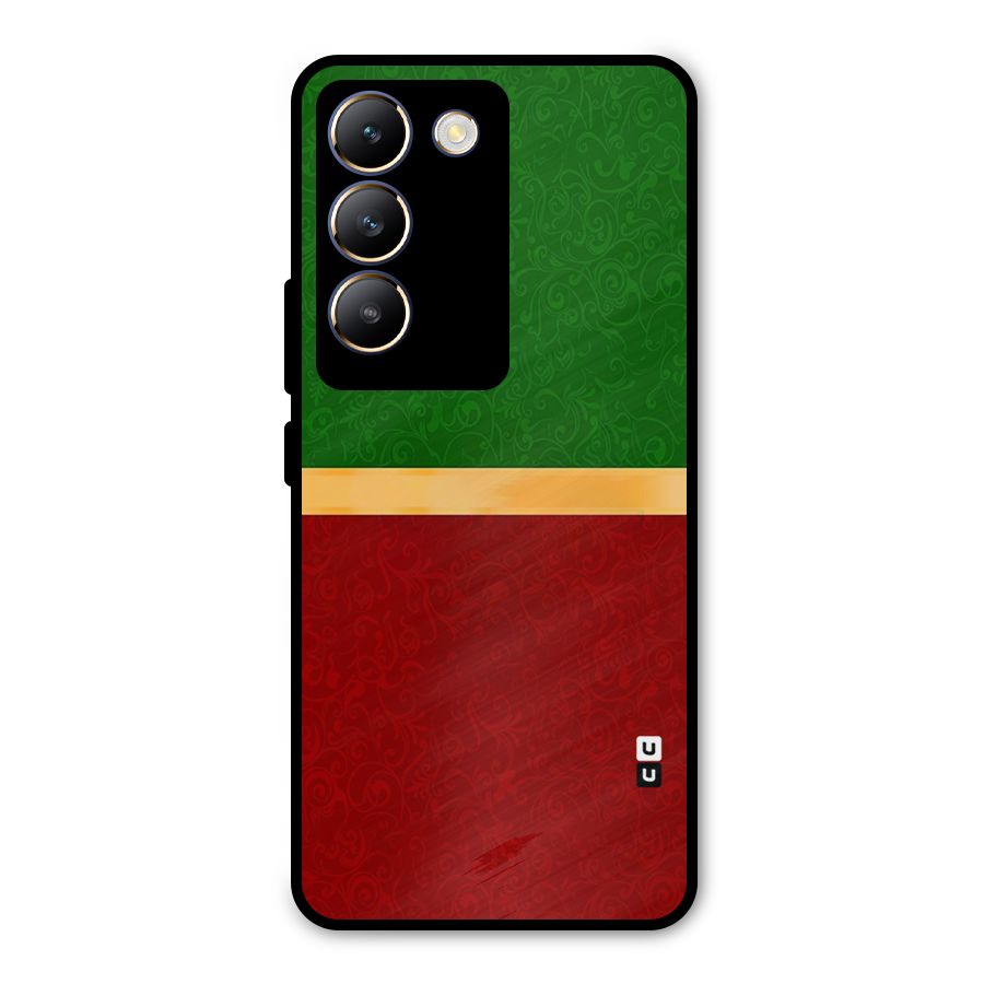 Christmas Colors Stripe Metal Back Case for Vivo T3 5G