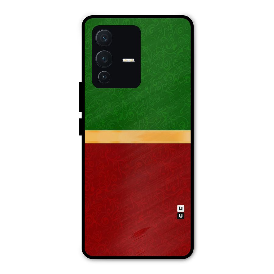 Christmas Colors Stripe Metal Back Case for Vivo V23 Pro