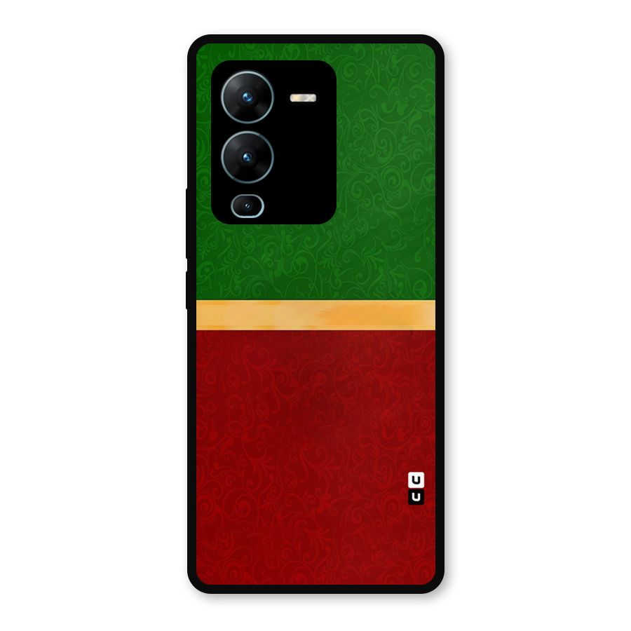 Christmas Colors Stripe Metal Back Case for Vivo V25 Pro