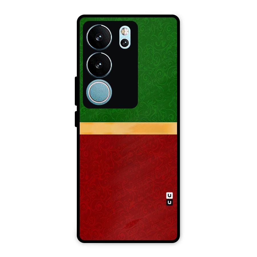 Christmas Colors Stripe Metal Back Case for Vivo V29 Pro