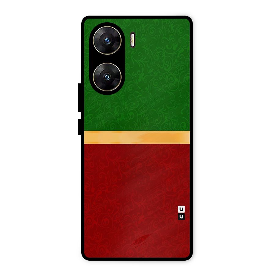 Christmas Colors Stripe Metal Back Case for Vivo V29e
