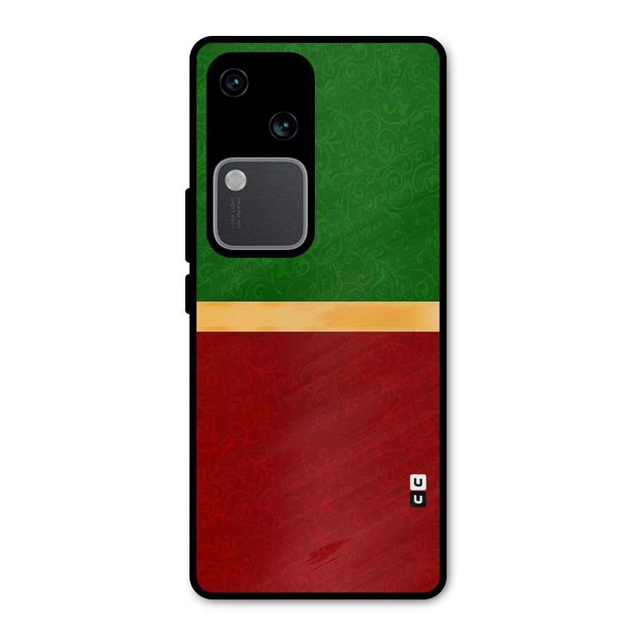 Christmas Colors Stripe Metal Back Case for Vivo V30 Pro