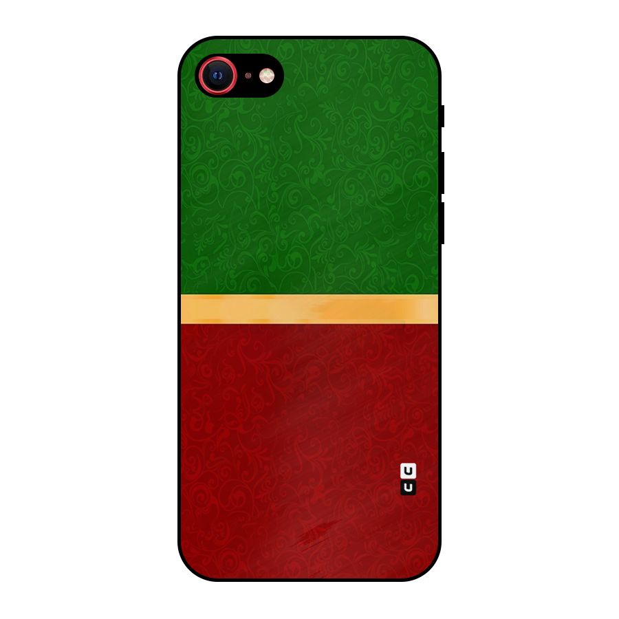 Christmas Colors Stripe Metal Back Case for iPhone 7