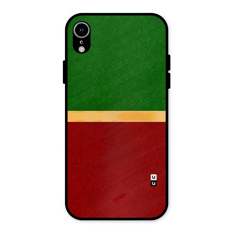 Christmas Colors Stripe Metal Back Case for iPhone XR
