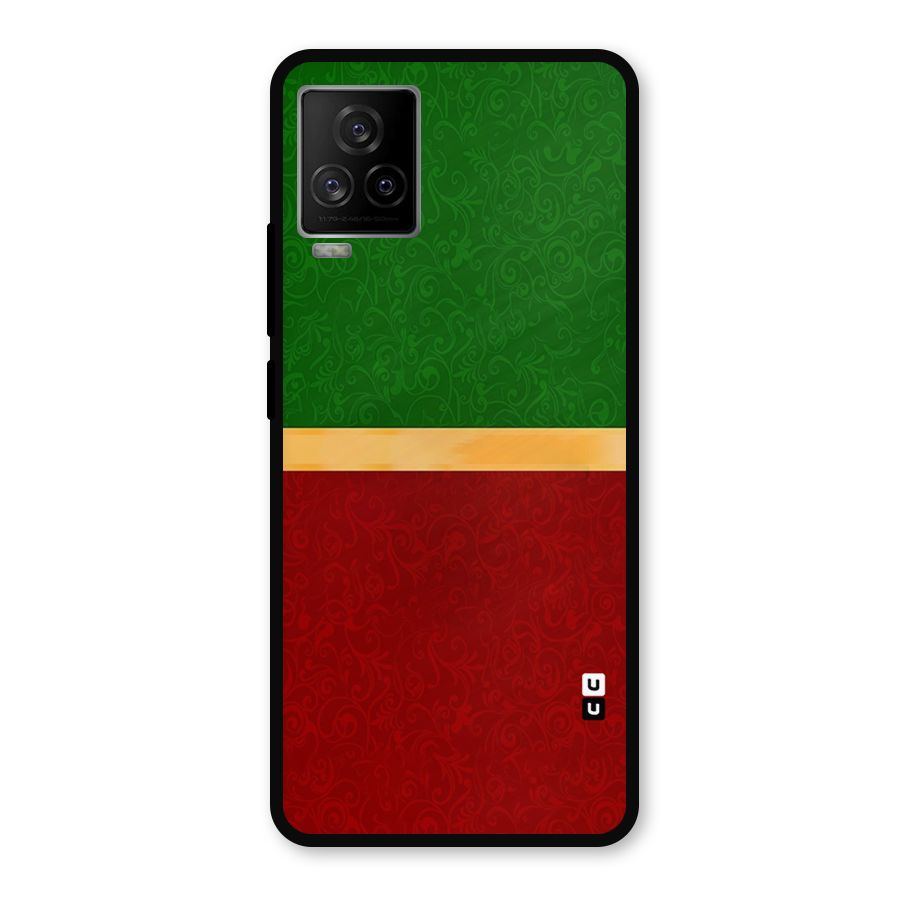 Christmas Colors Stripe Metal Back Case for iQOO 7 Legend 5G