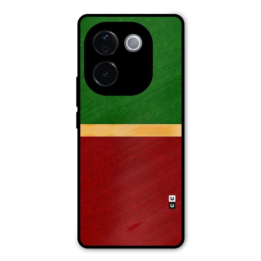 Christmas Colors Stripe Metal Back Case for iQOO Z9s Pro