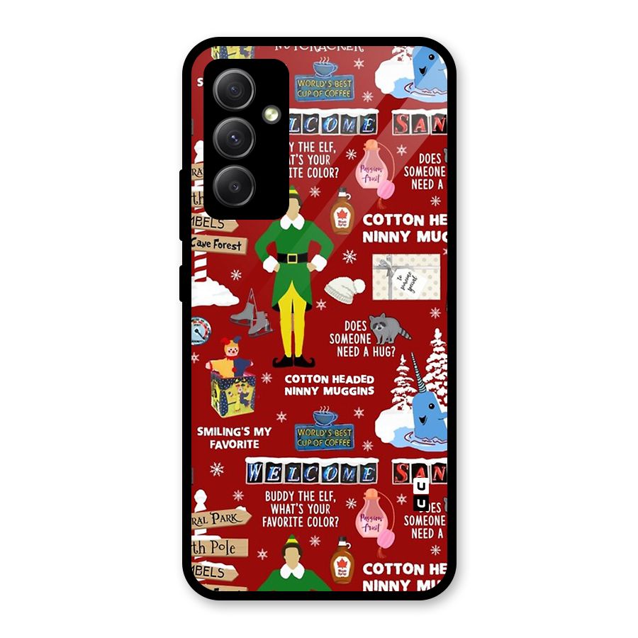 Christmas Cute Doodles Glass Back Case for Galaxy A34
