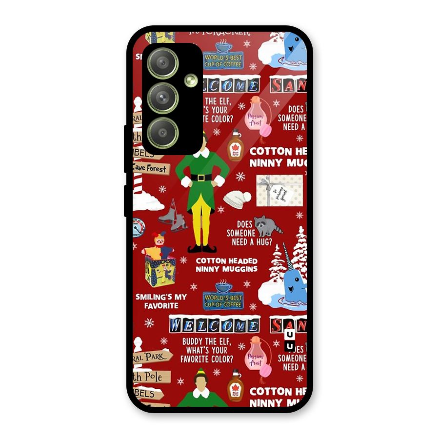 Christmas Cute Doodles Glass Back Case for Galaxy A54