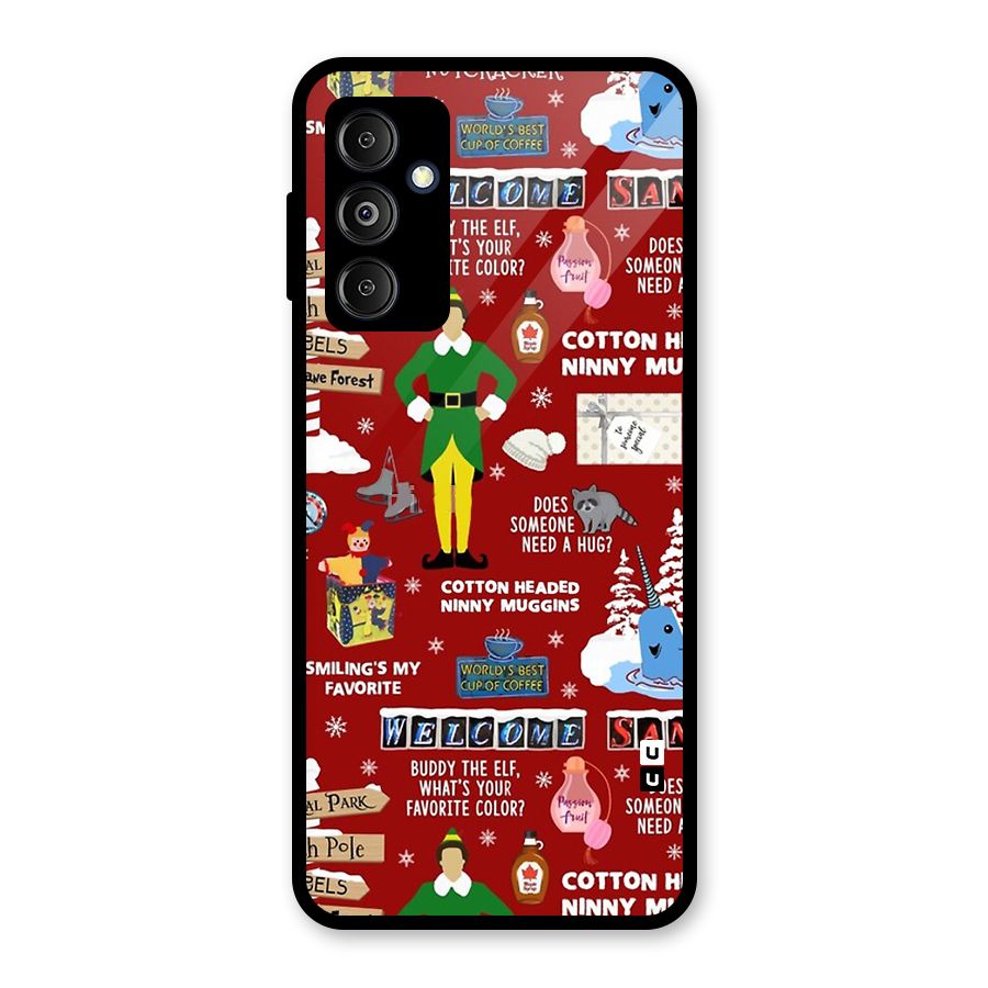 Christmas Cute Doodles Glass Back Case for Galaxy M14 5G