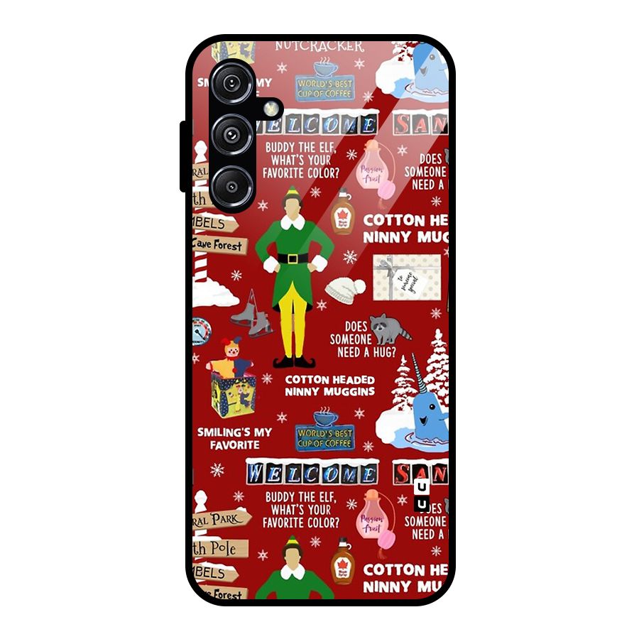 Christmas Cute Doodles Glass Back Case for Galaxy M34 5G