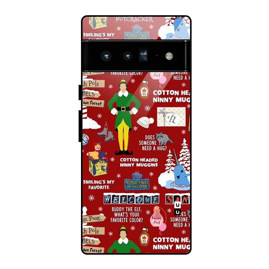 Christmas Cute Doodles Glass Back Case for Google Pixel 6 Pro