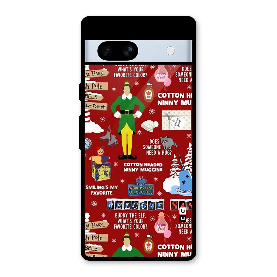 Christmas Cute Doodles Glass Back Case for Google Pixel 7a