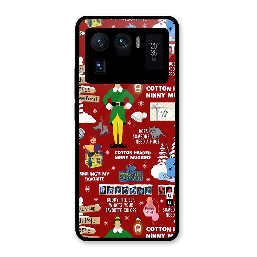 Christmas Cute Doodles Glass Back Case for Mi 11 Ultra