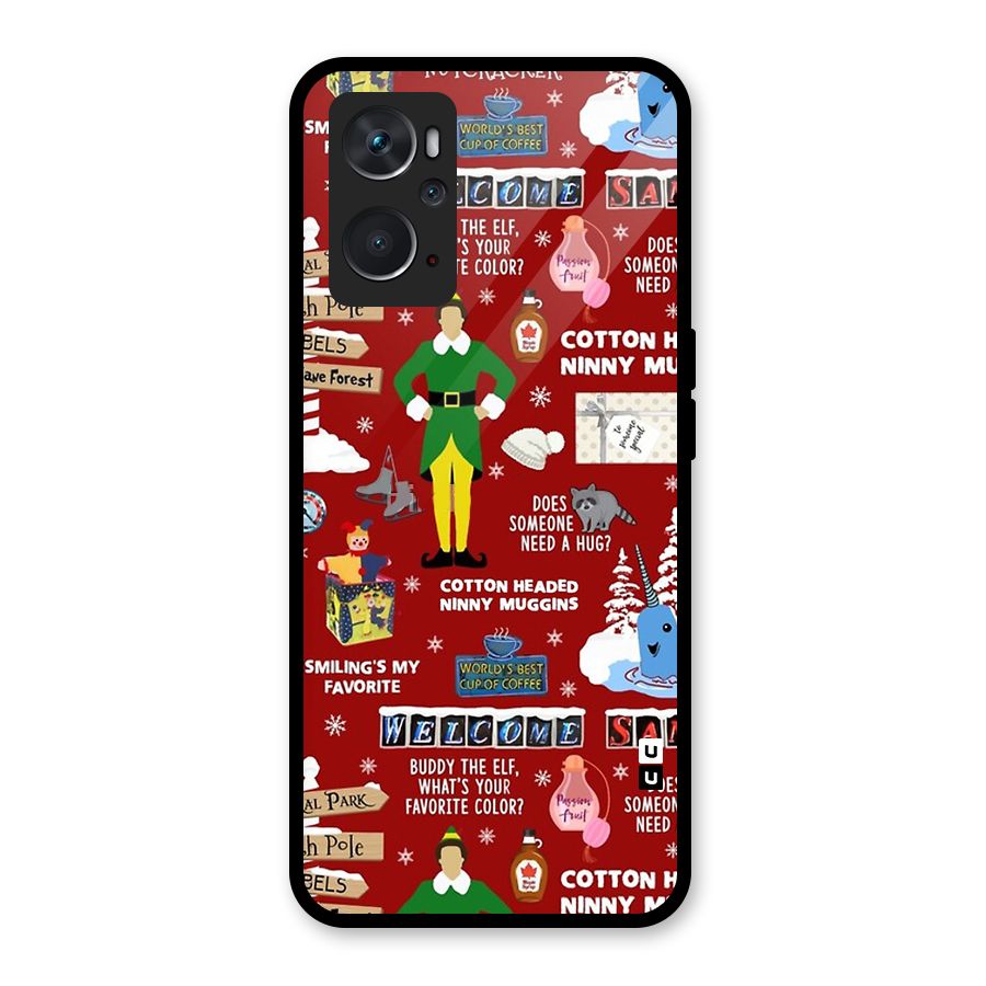 Christmas Cute Doodles Glass Back Case for Oppo K10 4G