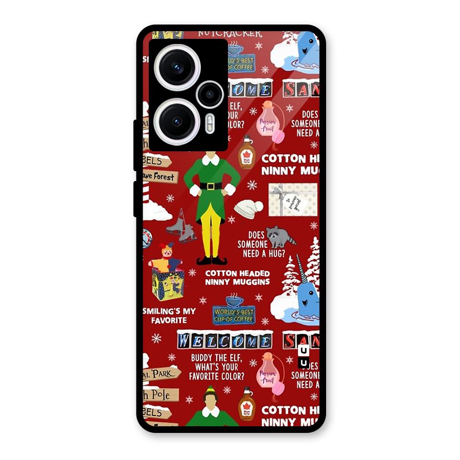 Christmas Cute Doodles Glass Back Case for Poco F5