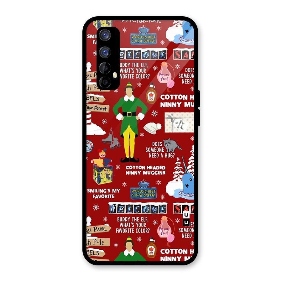 Christmas Cute Doodles Glass Back Case for Realme Narzo 20 Pro