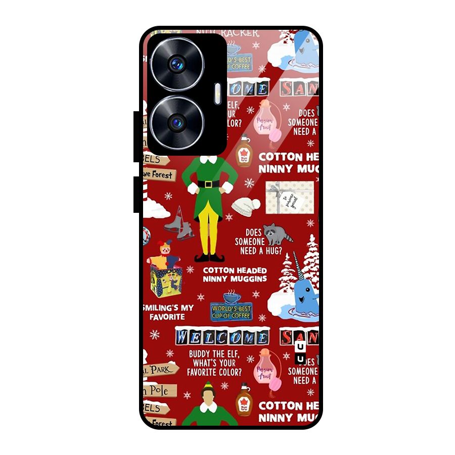 Christmas Cute Doodles Glass Back Case for Realme Narzo N55