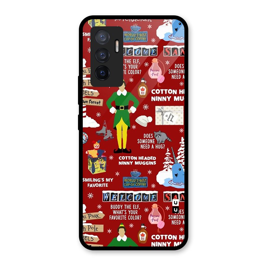 Christmas Cute Doodles Glass Back Case for Vivo V23e
