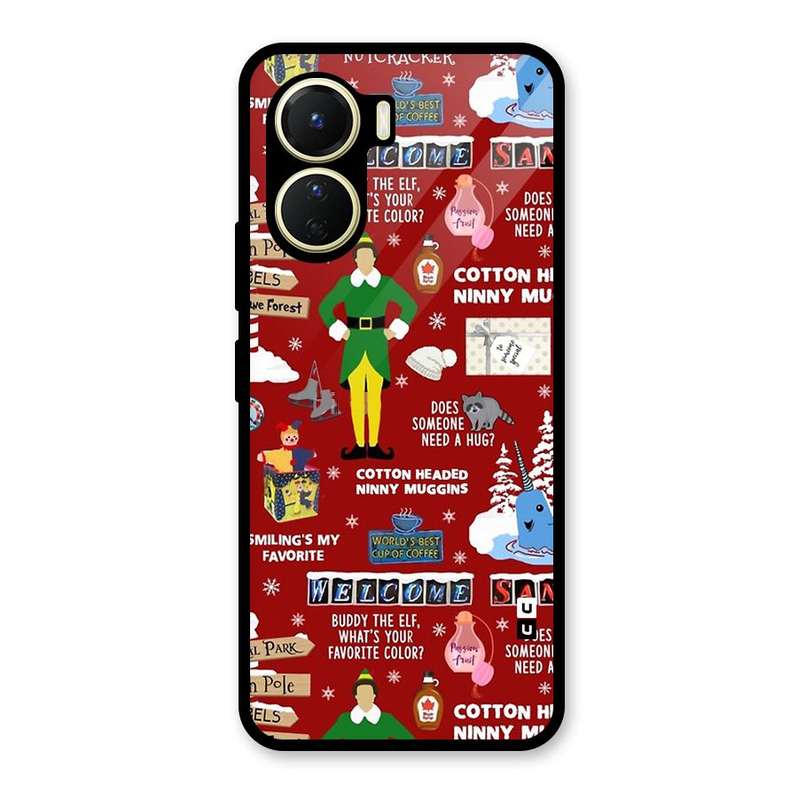 Christmas Cute Doodles Glass Back Case for Vivo Y56
